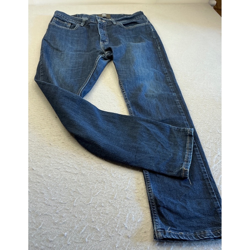 Timberland Mens Jeans Dark Wash Straight Leg Denim 34x31 Rugged Casual Blue